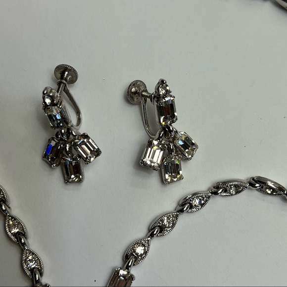 Bogoff rare vintage necklace and earrings set icy rhinestones - Picture 11 of 13